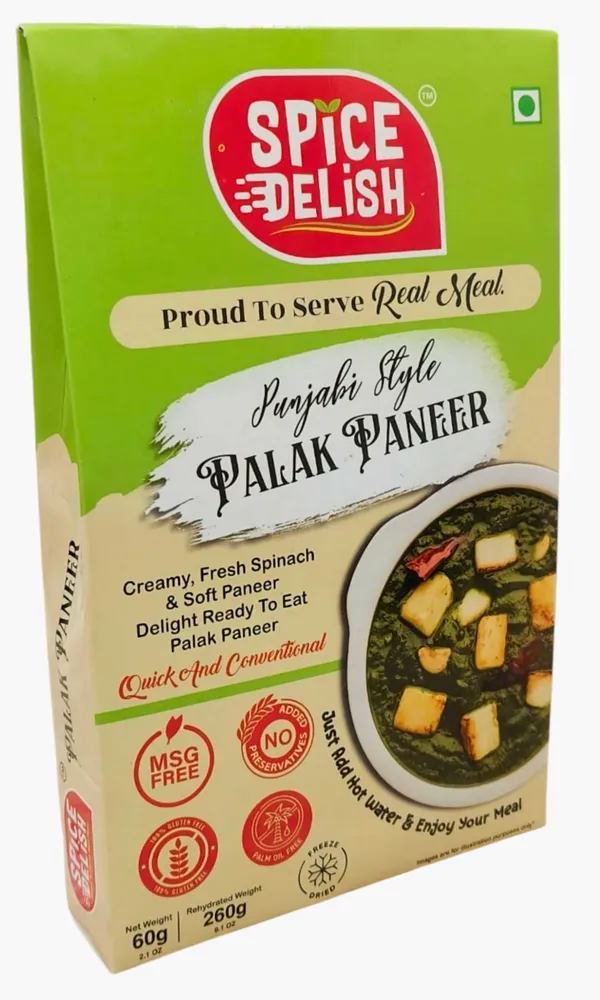 Spice_Delish_Palak_Paneer_(Pack_of_2)_(Rehydrated_Wt._250g_for_each_pack)_|_Ready_to_Eat_Meal_|_Dhaba_Style_-_Creamy_Buttery_&_Spinach_Flavour_|_Freeze_Dried_-_Instant_Meal_|_Just_Add_Hot_Water_|_Pure_Veg_|_Best_for_Travel,_Camping,_Office,_Students,_Emergency_Storage_Meal