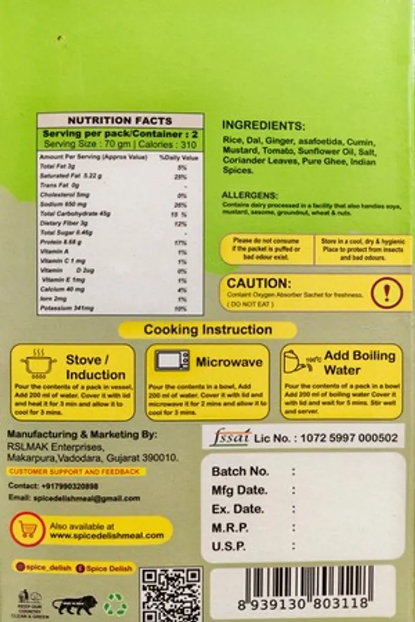 Spice_Delish_Palak_Paneer_(Pack_of_2)_(Rehydrated_Wt._250g_for_each_pack)_|_Ready_to_Eat_Meal_|_Dhaba_Style_-_Creamy_Buttery_&_Spinach_Flavour_|_Freeze_Dried_-_Instant_Meal_|_Just_Add_Hot_Water_|_Pure_Veg_|_Best_for_Travel,_Camping,_Office,_Students,_Emergency_Storage_Meal