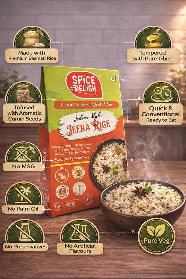 Spice_Delish_Jeera_rice_(Pack_of_2)_(Rehydrated_Wt._300g_each_pack)|_Instant_Ready_Meal_|_Ready_to_Eat_|_Pure_Ghee_&_Shahi_Jeera_Tadka_Flavour_|Just_Add_Hot_Water|_Freeze-Dried_Ready_Meal_for_Travellers_,_Camping,_Students,_Office_|_Pure_Veg_|_No_Preservative__|_No_Artificial__Colour_|_No_Palm_Oil