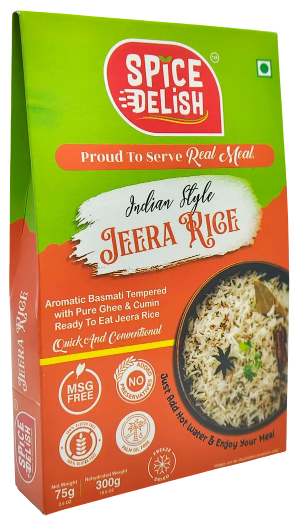Spice_Delish_Jeera_rice_(Pack_of_2)_(Rehydrated_Wt._300g_each_pack)|_Instant_Ready_Meal_|_Ready_to_Eat_|_Pure_Ghee_&_Shahi_Jeera_Tadka_Flavour_|Just_Add_Hot_Water|_Freeze-Dried_Ready_Meal_for_Travellers_,_Camping,_Students,_Office_|_Pure_Veg_|_No_Preservative__|_No_Artificial__Colour_|_No_Palm_Oil