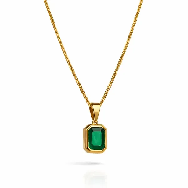 18K_Gold_Plated_Emerald_Green_Pendant_Necklace_&_Drop_Earrings_Combo