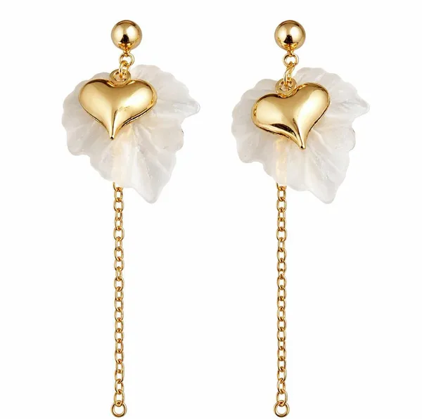 JAUHRÉ 18K Gold Plated Heart Pearl Tassel Drop Earrings | Anti