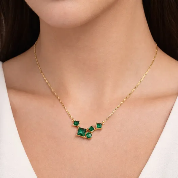 18K_Gold_Plated_Emerald_Crystal_Cluster_Necklace