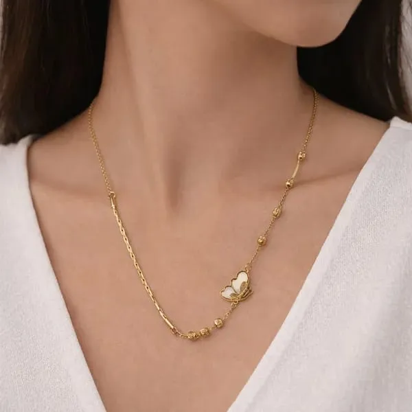 18K_Gold_Plated_Butterfly_Pendant_Necklace_&_Crystal_Open_Cuff_Bracelet_Set_(2-Piece_Set)