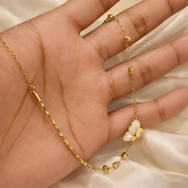 18K_Gold_Plated_Butterfly_Pendant_Necklace_&_Crystal_Open_Cuff_Bracelet_Set_(2-Piece_Set)