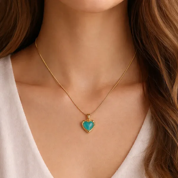 18K_Gold_Plated_Turquoise_Heart_Pendant_Necklace