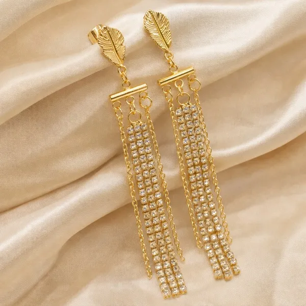 18K_Gold_Plated_Crystal_Leaf_Tassel_Drop_Earrings