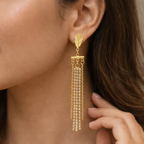 18K_Gold_Plated_Crystal_Leaf_Tassel_Drop_Earrings