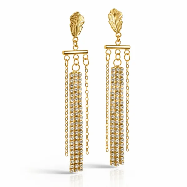 18K_Gold_Plated_Crystal_Leaf_Tassel_Drop_Earrings