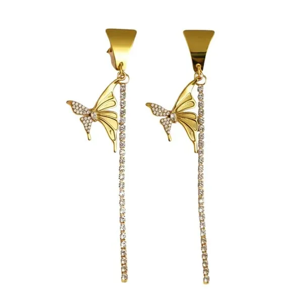 18K_Gold_Plated_Crystal_Tennis_Bracelet_&_Butterfly_Drop_Earrings_Set_(2-Piece_Set)