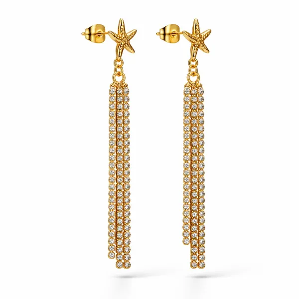 18K_Gold_Plated_Crystal_Starfish_Tassel_Drop_Earrings