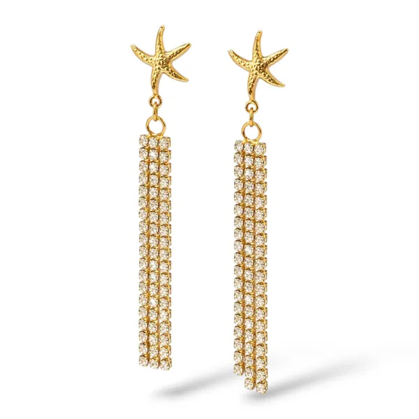 18K_Gold_Plated_Crystal_Starfish_Tassel_Drop_Earrings