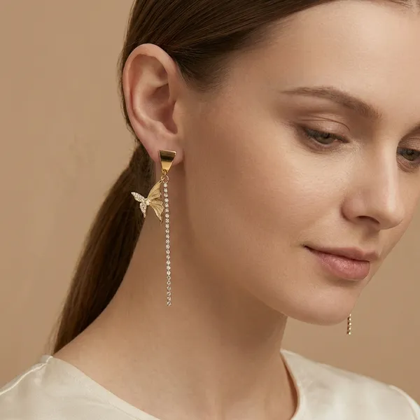 18K_Gold_Plated_Crystal_Tennis_Bracelet_&_Butterfly_Drop_Earrings_Set_(2-Piece_Set)