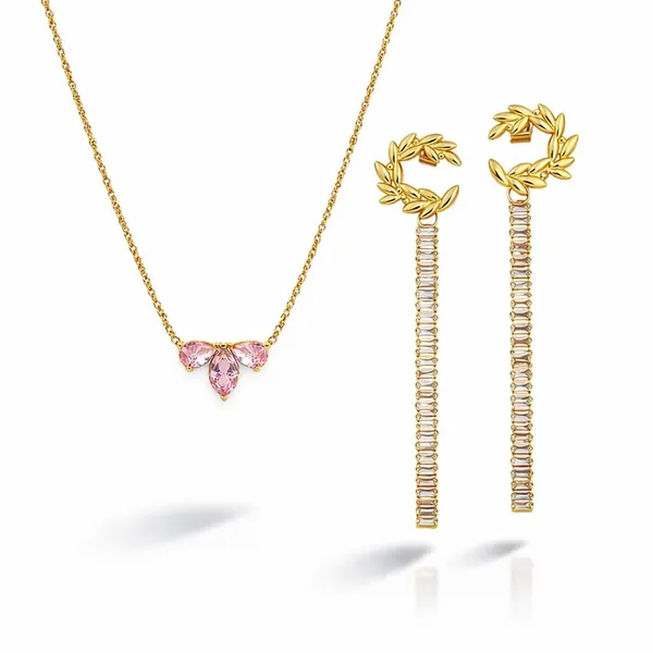 18K_Gold_Plated_Pink_Crystal_Pendant_Necklace_&_Drop_Earrings_Combo