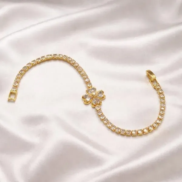 18K_Gold_Plated_Pearl_Pendant_Necklace_&_Crystal_Flower_Tennis_Bracelet_Set_(2-Piece_Set)
