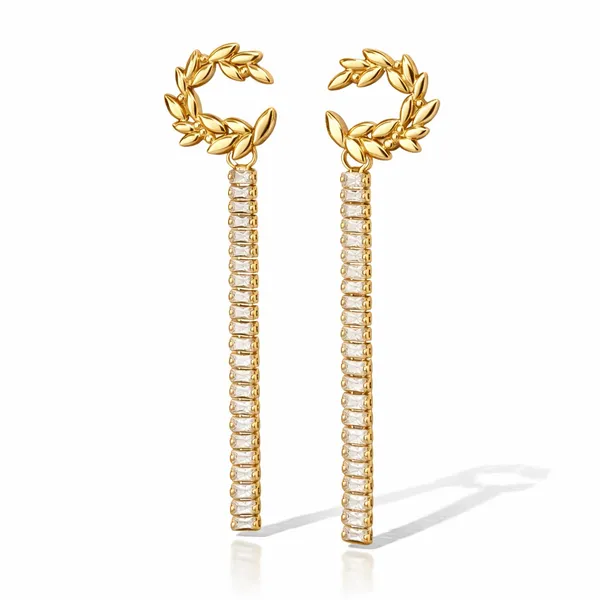 18K_Gold_Plated_Crystal_Leaf_Tassel_Drop_Earrings