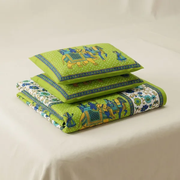 White_And_Green_Floral_Premium_Cotton_For_Adults