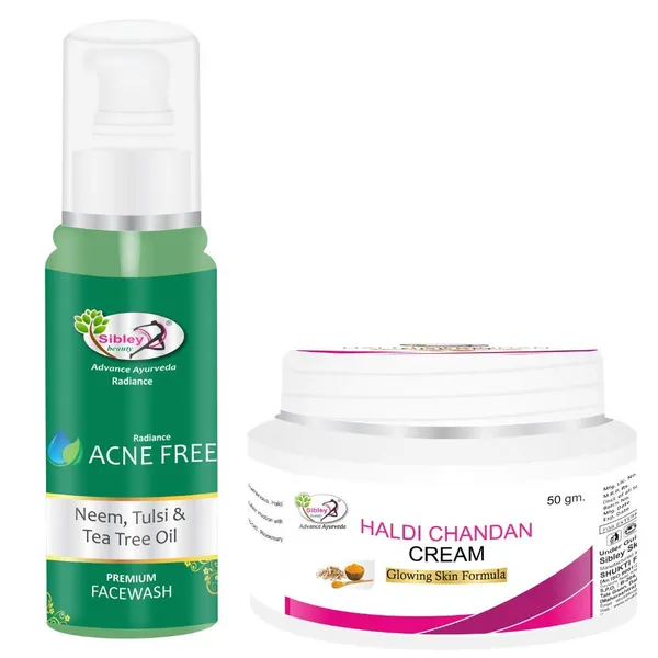 Pack_Of_2_Neem_Tulsi_Tea_Tree_Face_Wash_And_Haldi_Chandan_Facial_Cream_Set