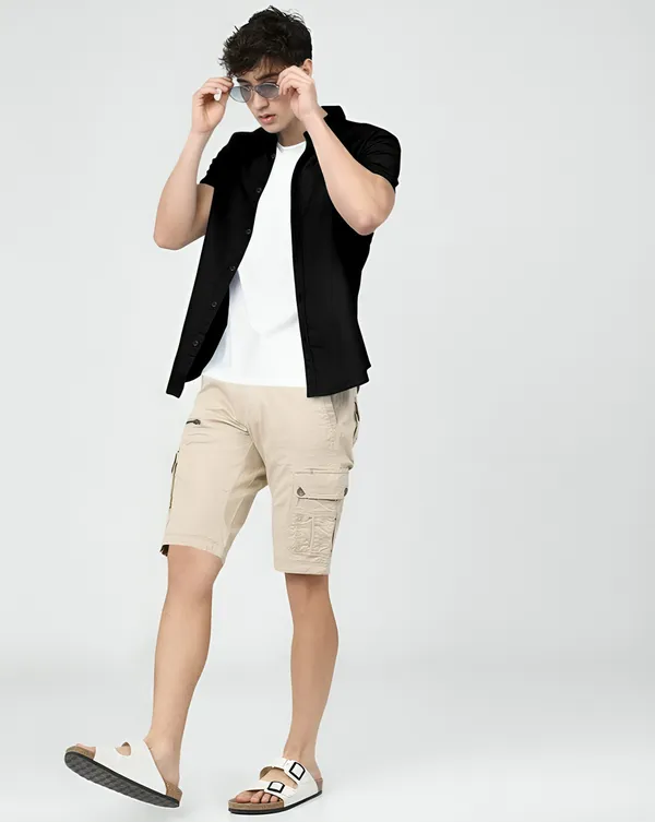Black_Premium_Half_Sleeves_Plain_Shirts_For_Men
