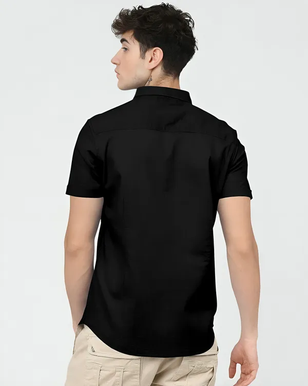 Black_Premium_Half_Sleeves_Plain_Shirts_For_Men