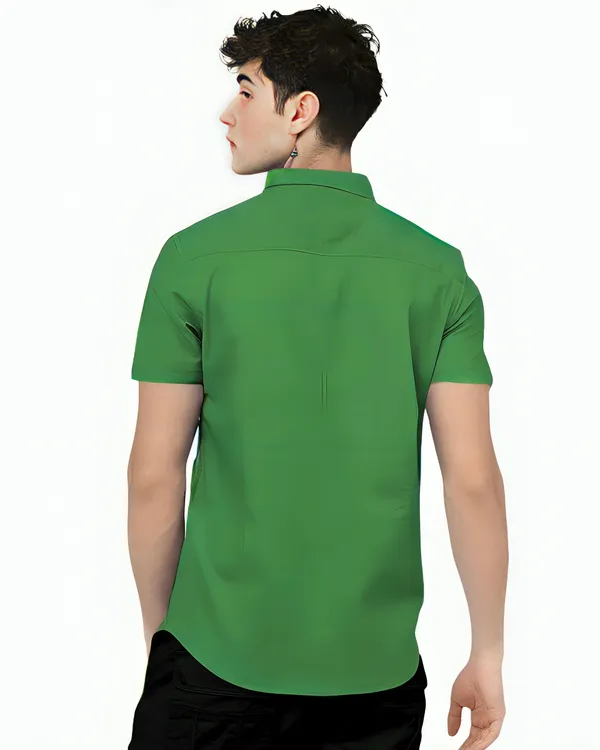 Green_Premium_Half_Sleeves_Plain_Shirts_For_Men