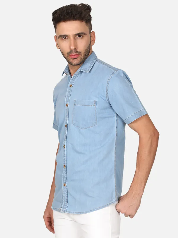 Light_Blue_Premium_Half_Sleeves_Denim_Shirts_For_Men