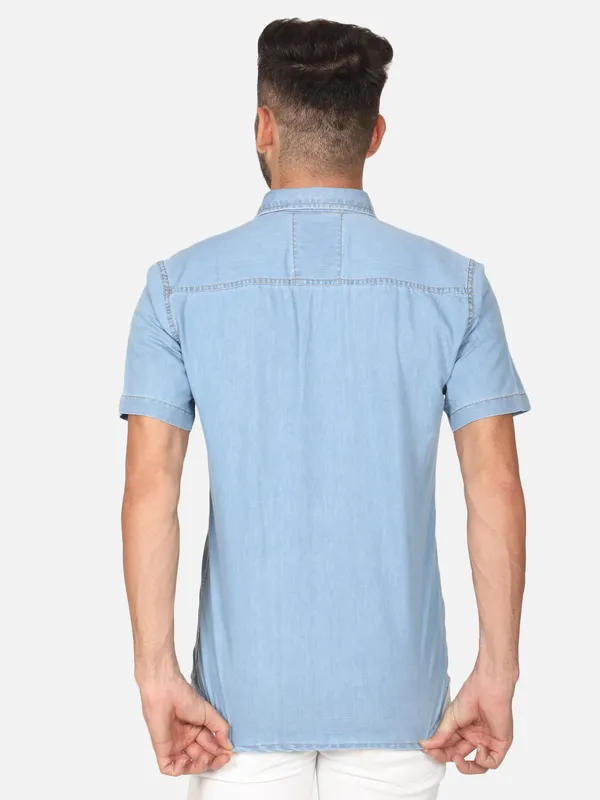 Light_Blue_Premium_Half_Sleeves_Denim_Shirts_For_Men