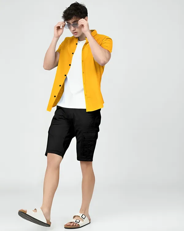 Mustard_Yellow_Premium_Half_Sleeves_Plain_Shirts_For_Men