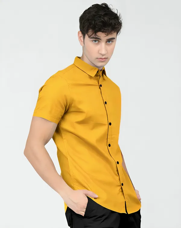 Mustard_Yellow_Premium_Half_Sleeves_Plain_Shirts_For_Men
