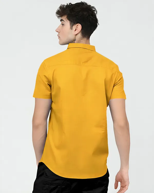 Mustard_Yellow_Premium_Half_Sleeves_Plain_Shirts_For_Men