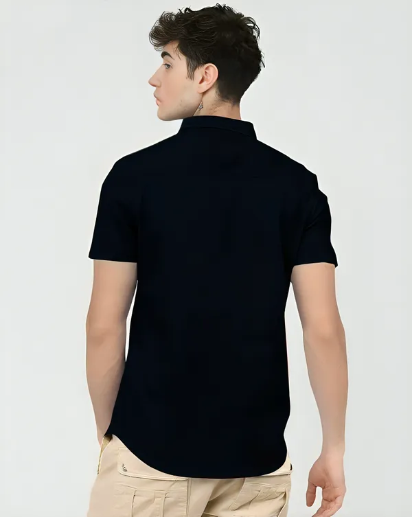 Navy_Blue_Premium_Half_Sleeves_Plain_Shirts_For_Men