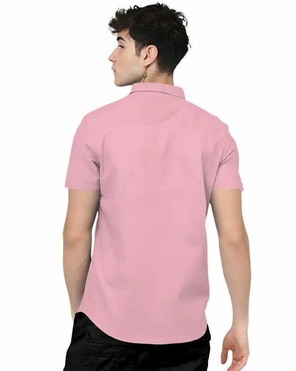 Pink_Premium_Half_Sleeves_Plain_Shirts_For_Men