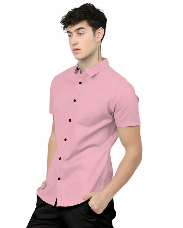 Pink_Premium_Half_Sleeves_Plain_Shirts_For_Men