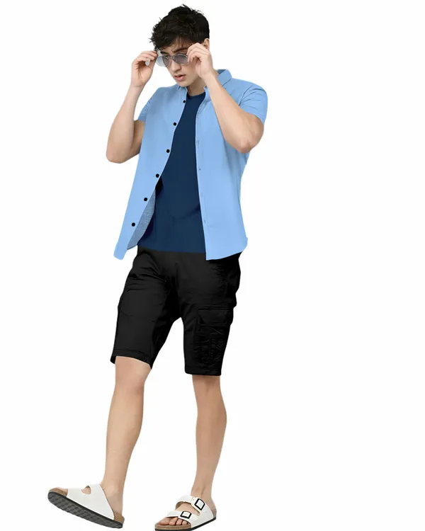 Sky_Blue_Premium_Half_Sleeves_Plain_Shirts_For_Men