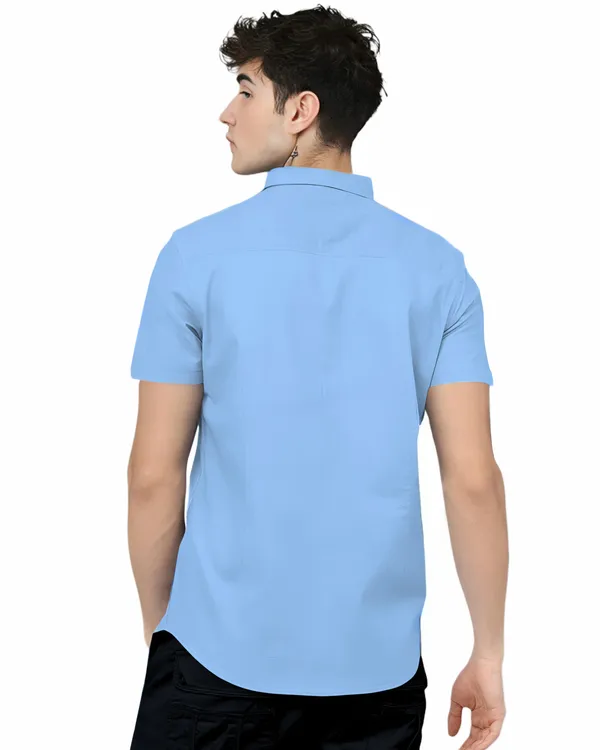 Sky_Blue_Premium_Half_Sleeves_Plain_Shirts_For_Men