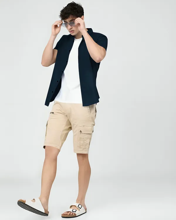 Teal_Blue_Premium_Half_Sleeves_Plain_Shirts_For_Men