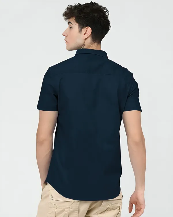 Teal_Blue_Premium_Half_Sleeves_Plain_Shirts_For_Men