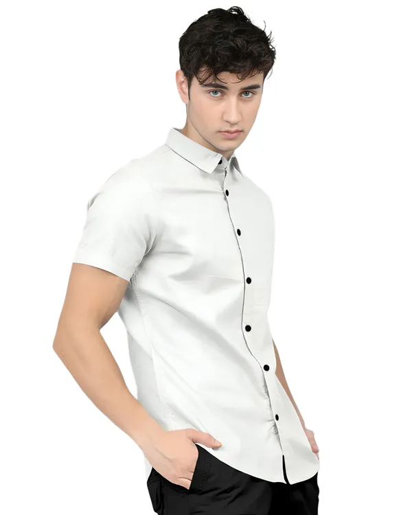 White_Premium_Half_Sleeves_Plain_Shirts_For_Men