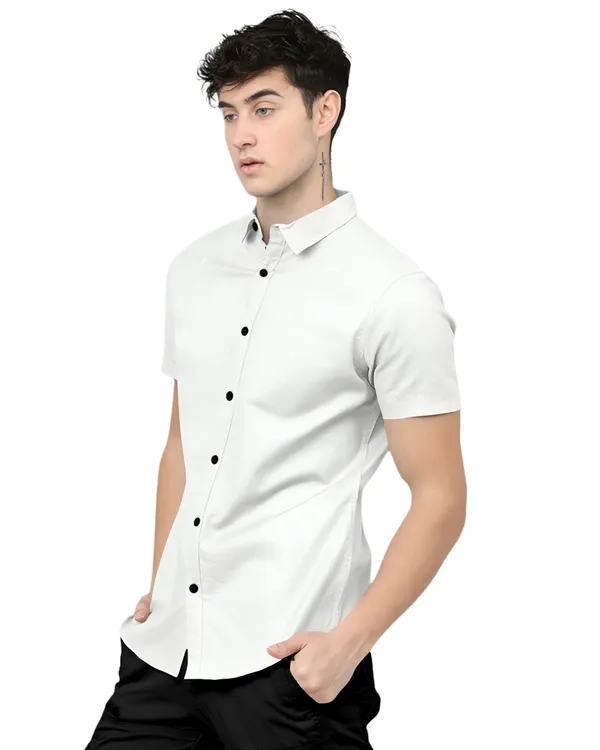 White_Premium_Half_Sleeves_Plain_Shirts_For_Men