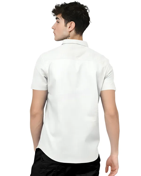 White_Premium_Half_Sleeves_Plain_Shirts_For_Men