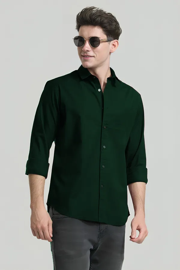 Dark_Green_Premium_Casual_Plain_Shirts_For_Men