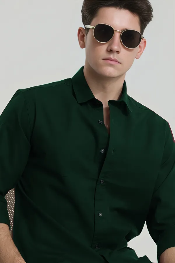 Dark_Green_Premium_Casual_Plain_Shirts_For_Men