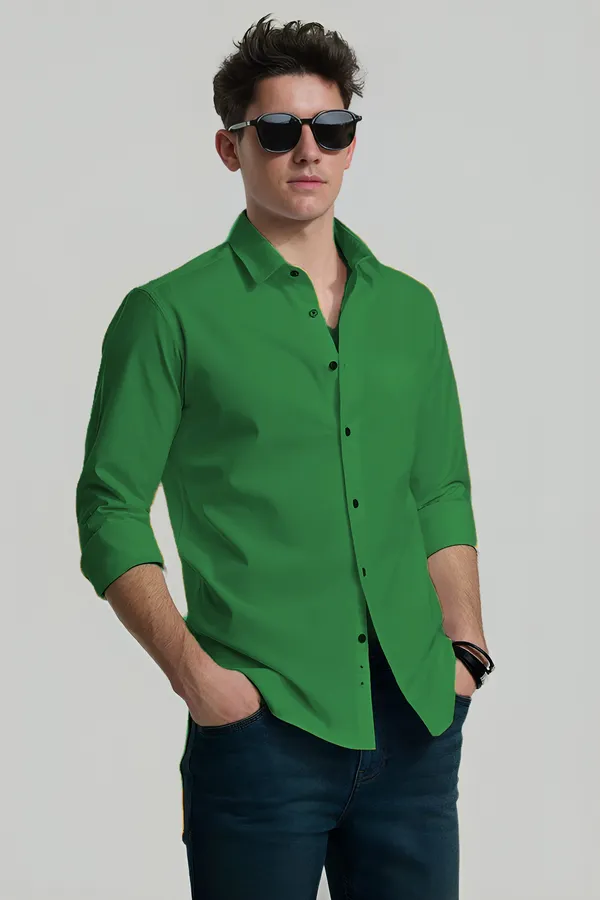 Green_Premium_Casual_Plain_Shirts_For_Men