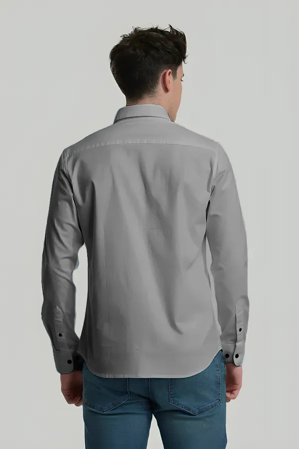 Grey_Premium_Casual_Plain_Shirts_For_Men