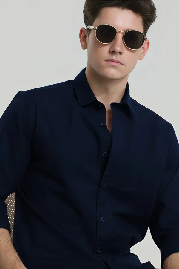 Navy_Blue_Premium_Casual_Plain_Shirts_For_Men