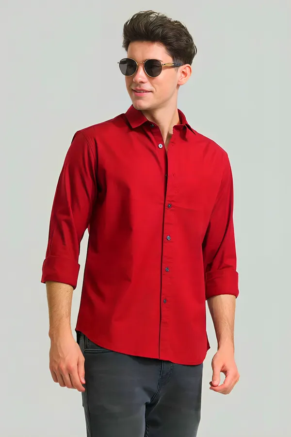 Red_Premium_Casual_Plain_Shirts_For_Men