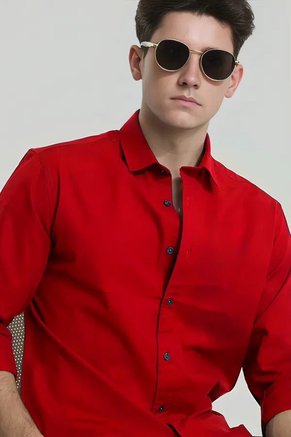Red_Premium_Casual_Plain_Shirts_For_Men