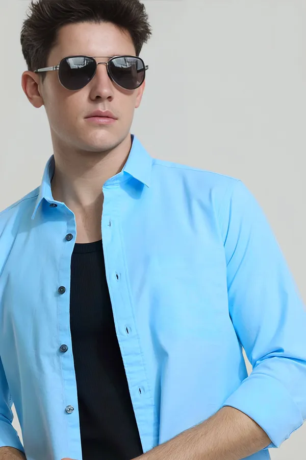 Sky_Blue_Premium_Casual_Plain_Shirts_For_Men