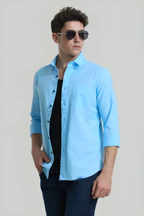 Sky_Blue_Premium_Casual_Plain_Shirts_For_Men