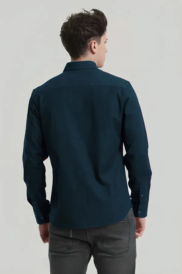 Teal__Blue_Premium_Casual_Plain_Shirts_For_Men